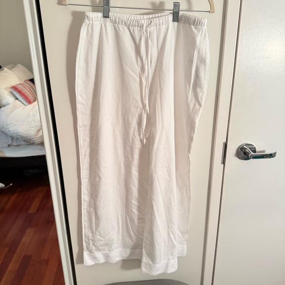 ZARA HOME white embroidered hem pants NWOT - Picture 2 of 6